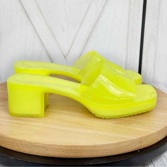 Steve Madden Harlin Chunky Jelly‎ Neon Slide Sandals Citron Yellow 9 Y2K - Picture 3 of 11